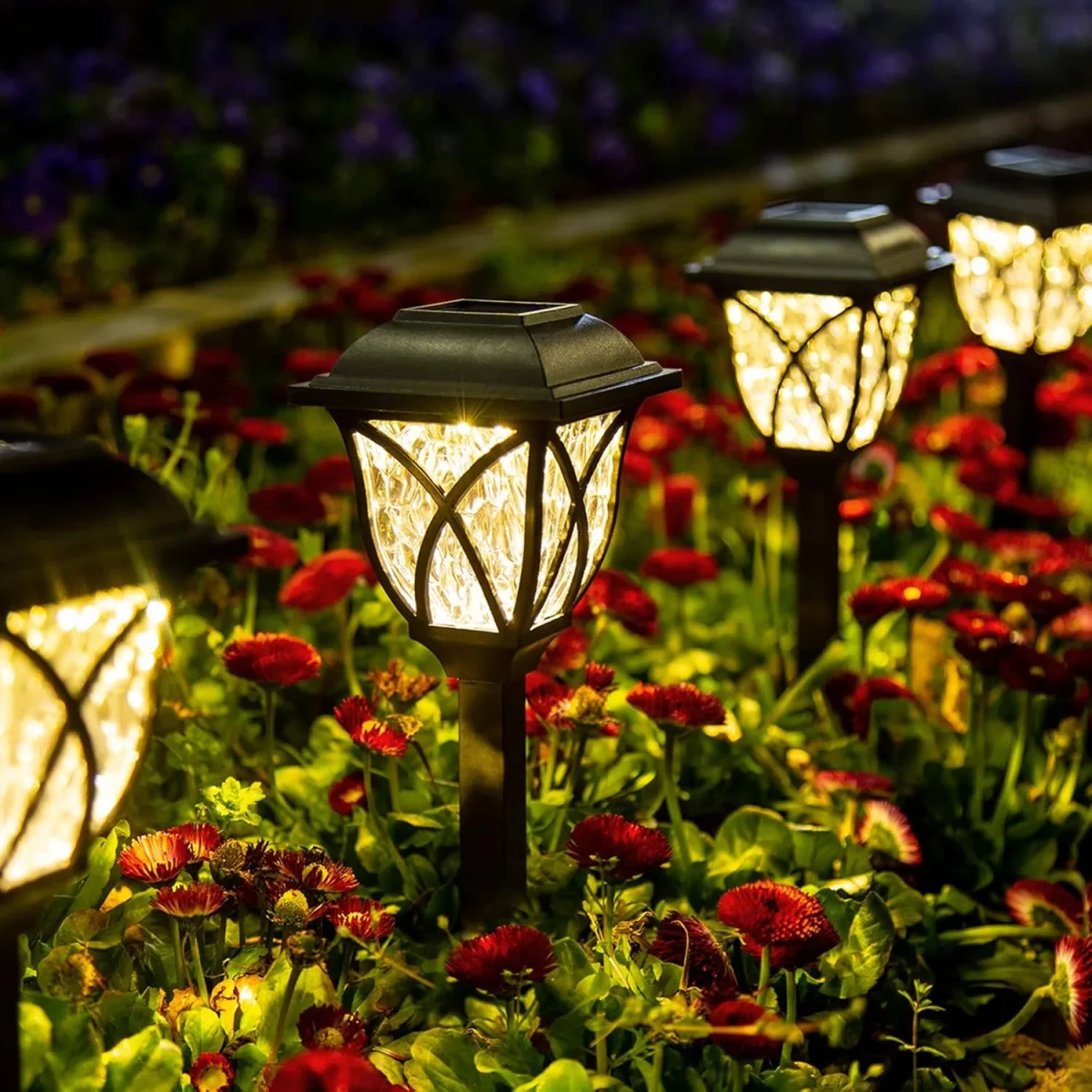 Solar Pathway Lights with Automatic Dusk Activation and Water Ripple Pattern, 6-Pack - Image 2