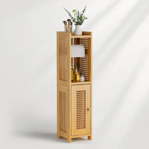 AmazerBath Bamboo Storage Cabinet, Rattan Design