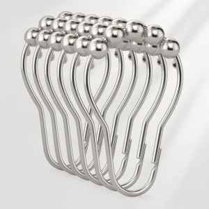 Rust-Resistant Metal Shower Curtain Rings, Set of 12