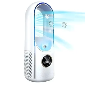 Portable Bladeless Air Cooler with Quiet Operation and Multiple Fan Speeds, Compact Design