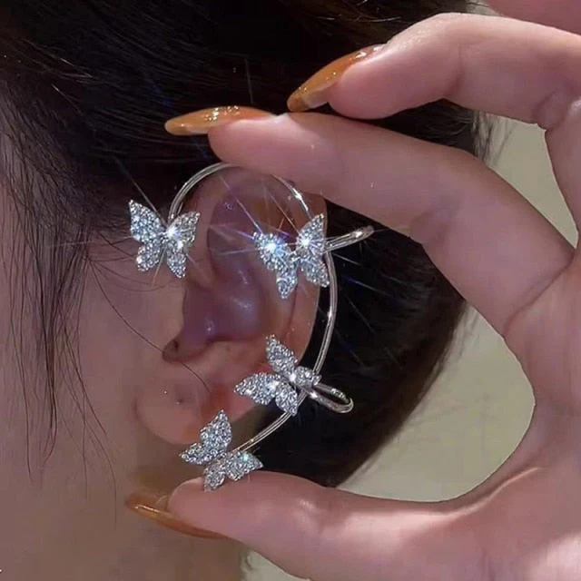 Cubic Zirconia Clip On Earrings with Adjustable Tension and Soft Pads, Butterfly Leaf Star - Image 8